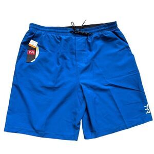 TYR Men’s Turquoise Blue Solid Swell Shorts Swim Trunks NWT Size XXL Modern Fit